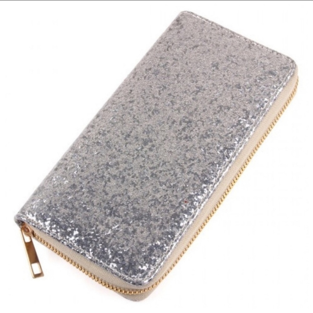 Pewter silver glitter wallet